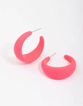 Pink Rubber Wide Hoop Earrings Timeless Spark