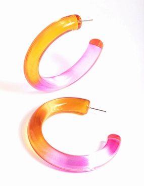 Red Carpet Fresh Sparkle Pink Tube 62mm Hoop Earrings