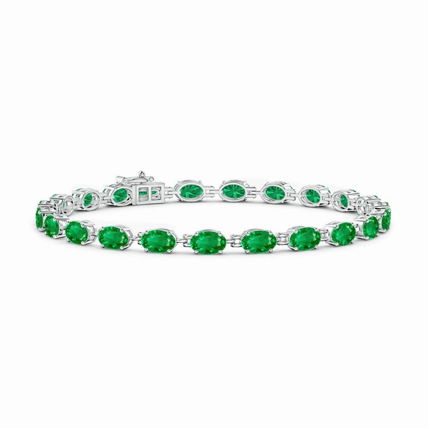 9.2 CT. Classic Oval Emerald Tennis Bracelet Profound Alloy Traditional Sight