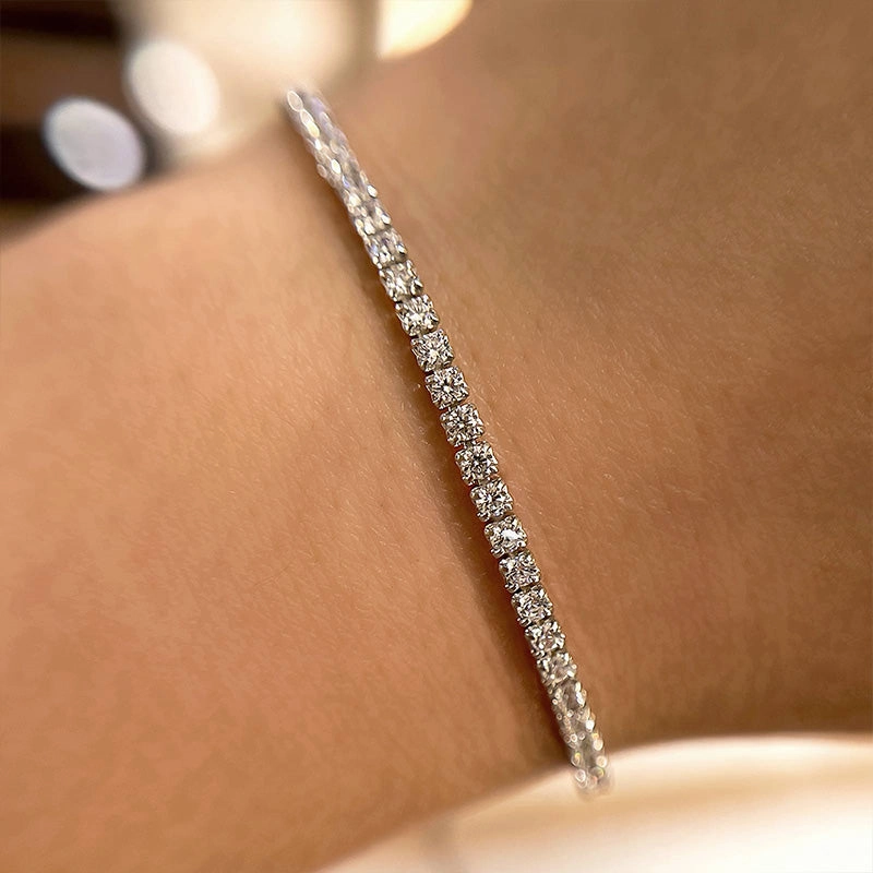 Respectable Blends Louily Stunning Round Cut Tennis Bracelet For Women In Sterling Silver
