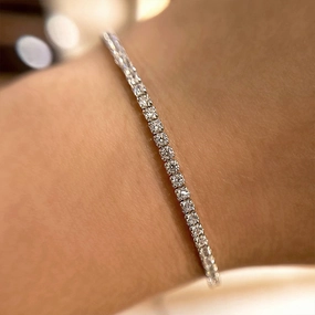 Respectable Blends Louily Stunning Round Cut Tennis Bracelet For Women In Sterling Silver