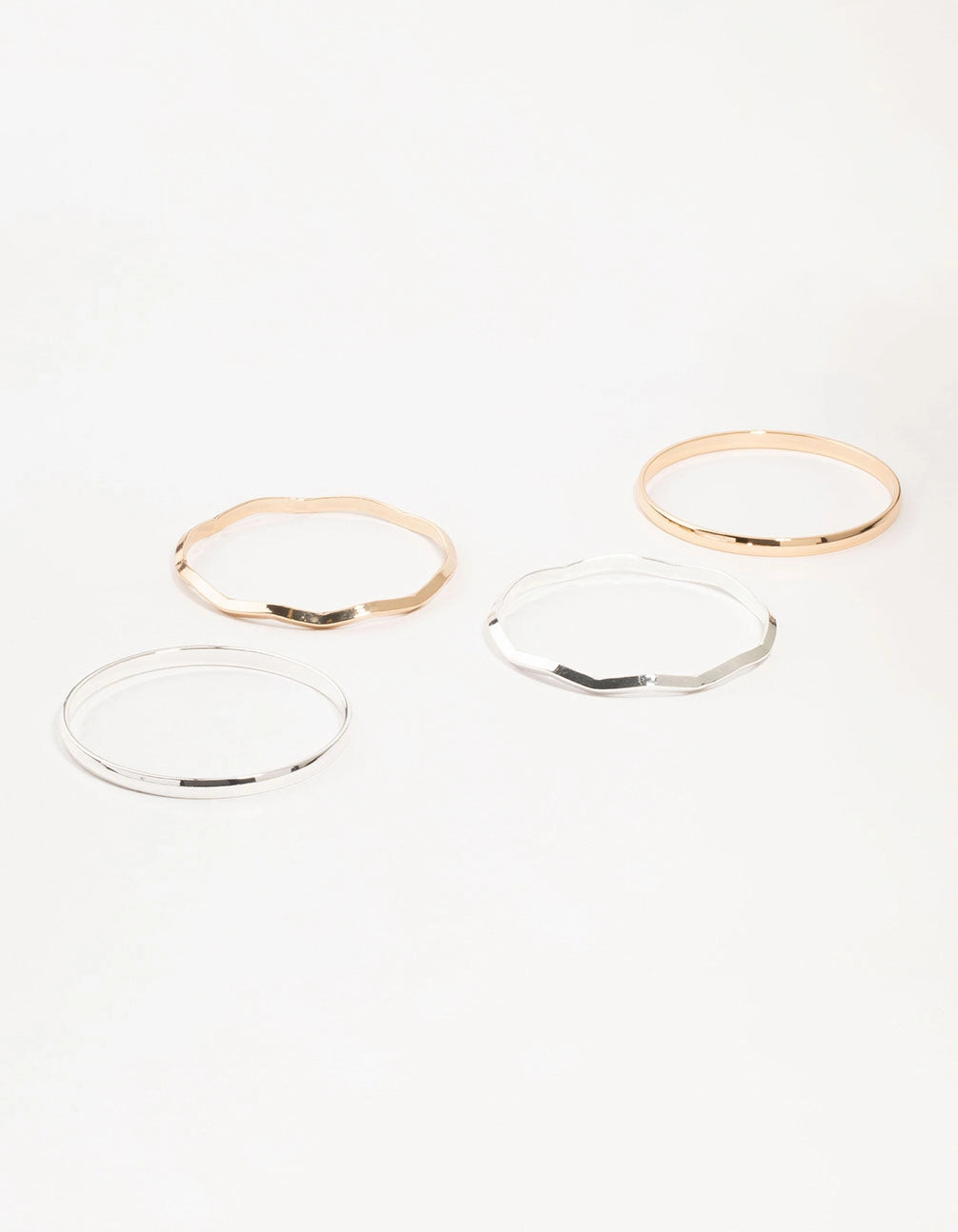 Unwavering Standard Mixed Metals Plain & Wavy Bangles 4-Pack