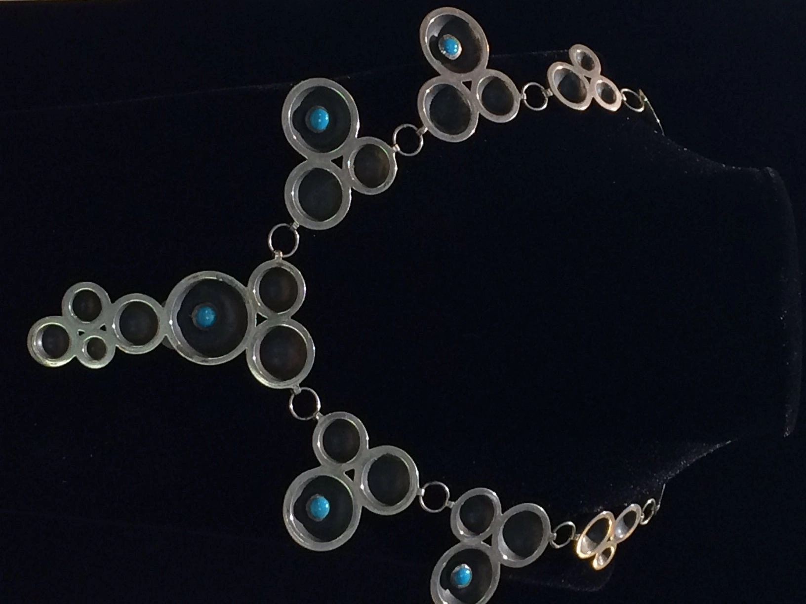 Shane Hendren Turquoise and Sterling Silver Squash Blossom Cocktail Hour Glitter Finish