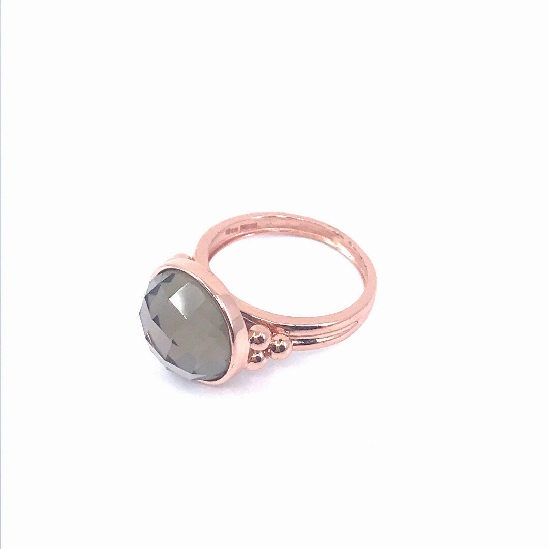 Soft Glow Up Rose Gold Plated Sterling Silver Circle Stone Ring