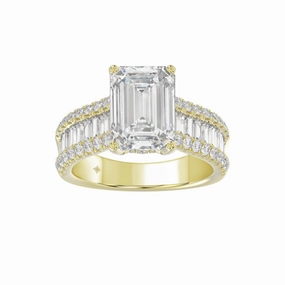 14K WHITE GOLD 1 1/4CT ROUND/BAGUETTE/RADIANT DIAMOND LADIES RING (CENTER STONE RADIANT DIAMOND 4CT) Sparkling Touch