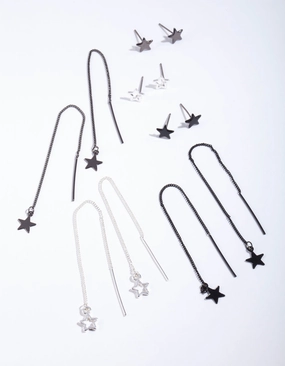 Silver Mixed Metal Star Earrings Autumn Glow Sparkling Edge