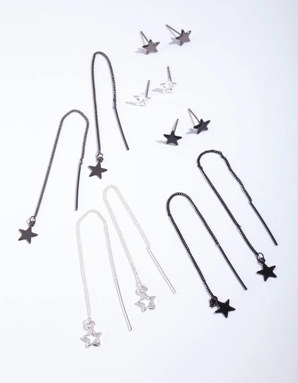 Silver Mixed Metal Star Earrings Autumn Glow Sparkling Edge