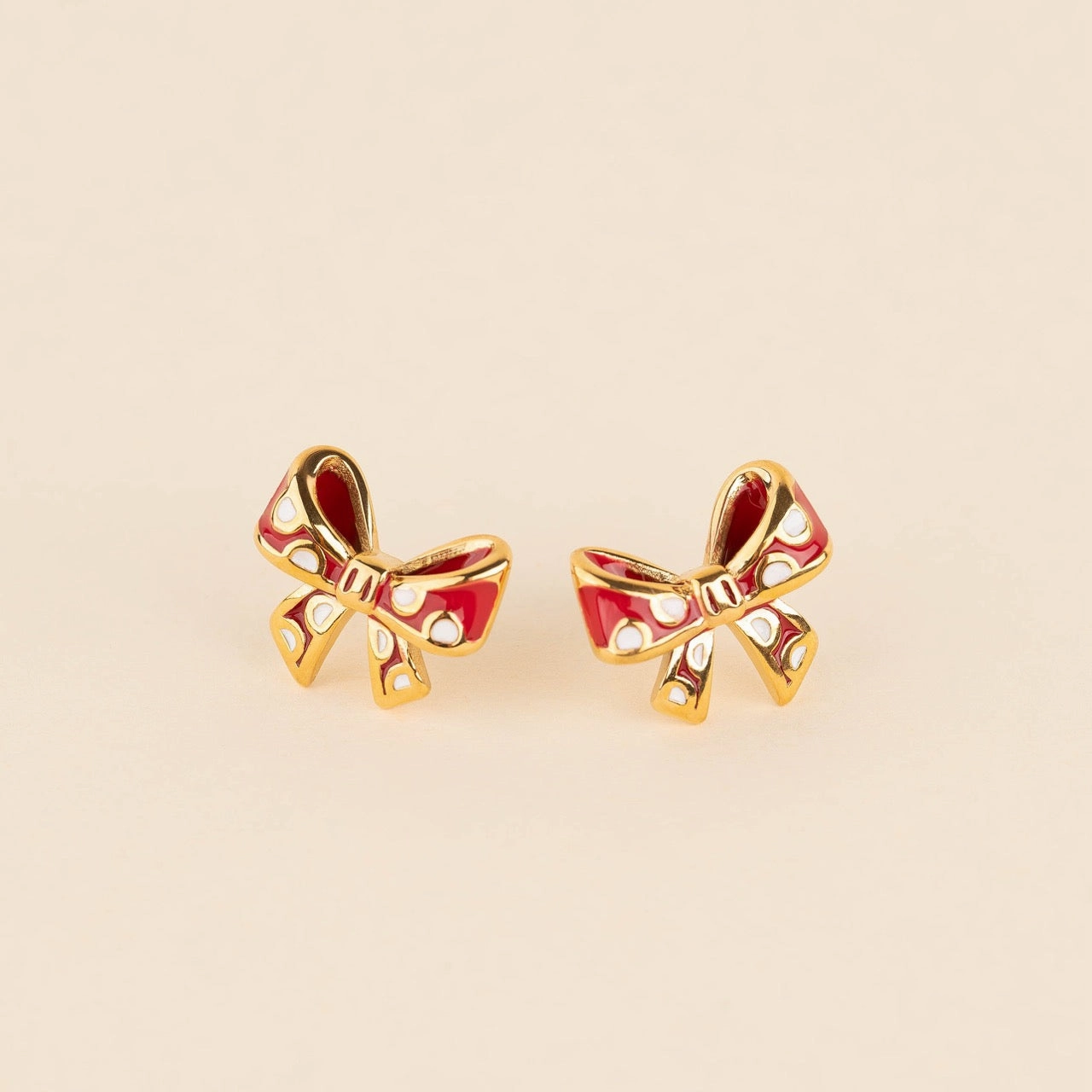Polka Dot Bow Stud Earrings Pop Element Dazzling Accent