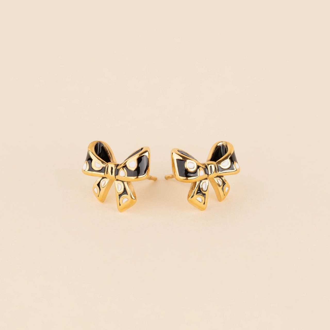 Heritage Style Polka Dot Bow Stud Earrings