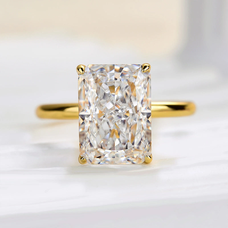 Balanced Structure Dashing Accent Louily Classic Radiant Cut Simulated Diamond Engagement Ring