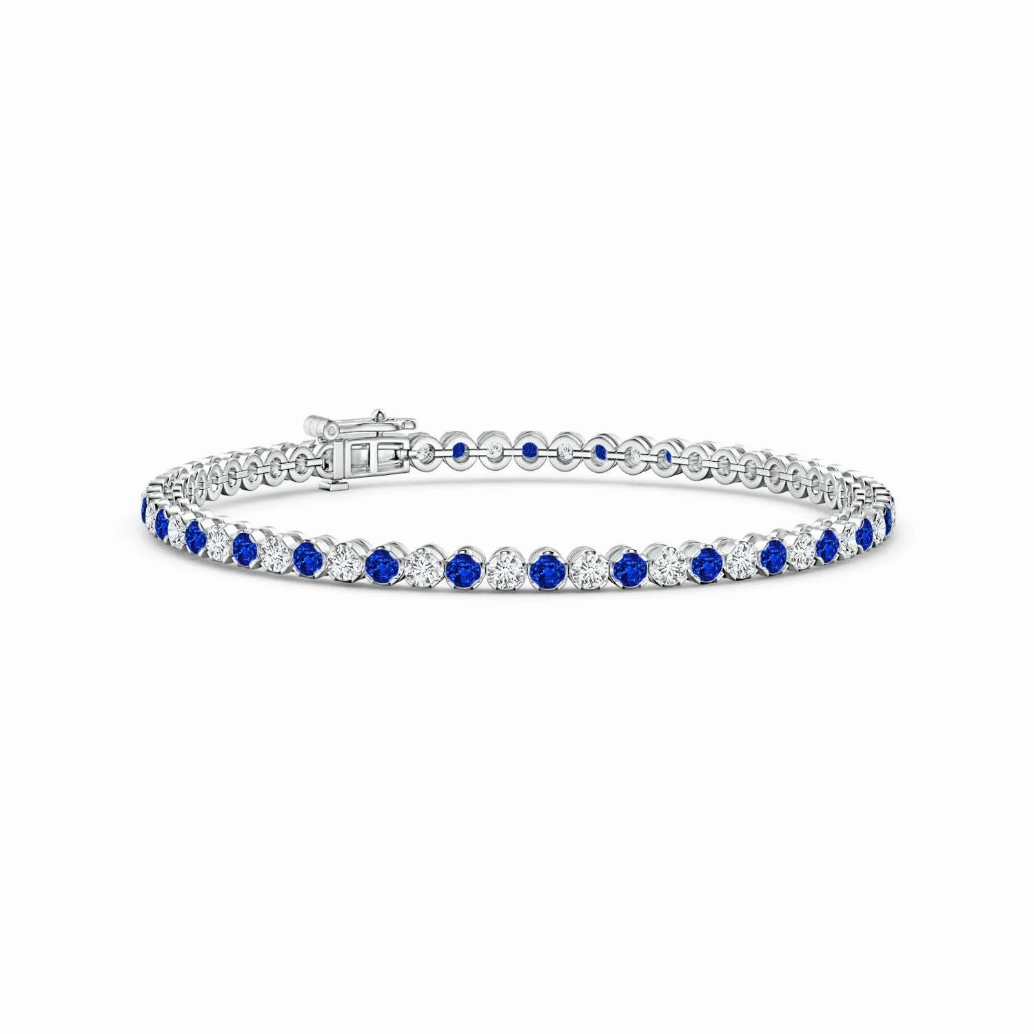 2.96 CT. Classic Sapphire and Brilliant Moissanite Tennis Bracelet Timeless Fashion
