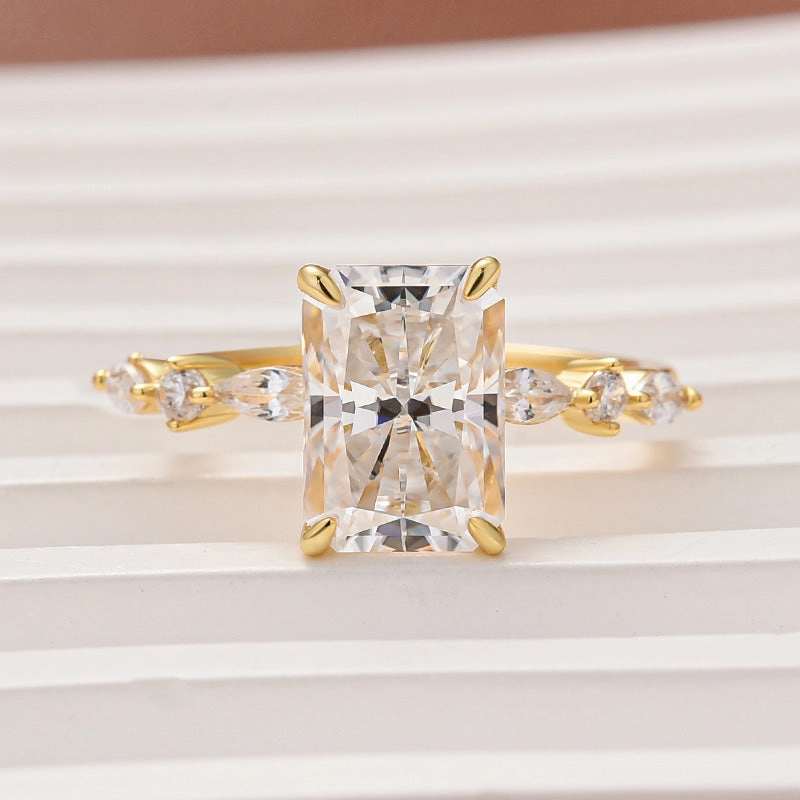 Fresh Vibe Louily Moissanite 3.5 Carat Radiant Cut Engagement Ring In Sterling Silver