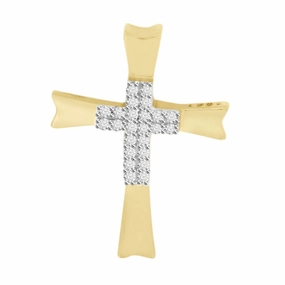 Allure Edge Bold Edge LADIES CROSS WITH CHAIN 0.05CT ROUND DIAMOND 10K YELLOW GOLD