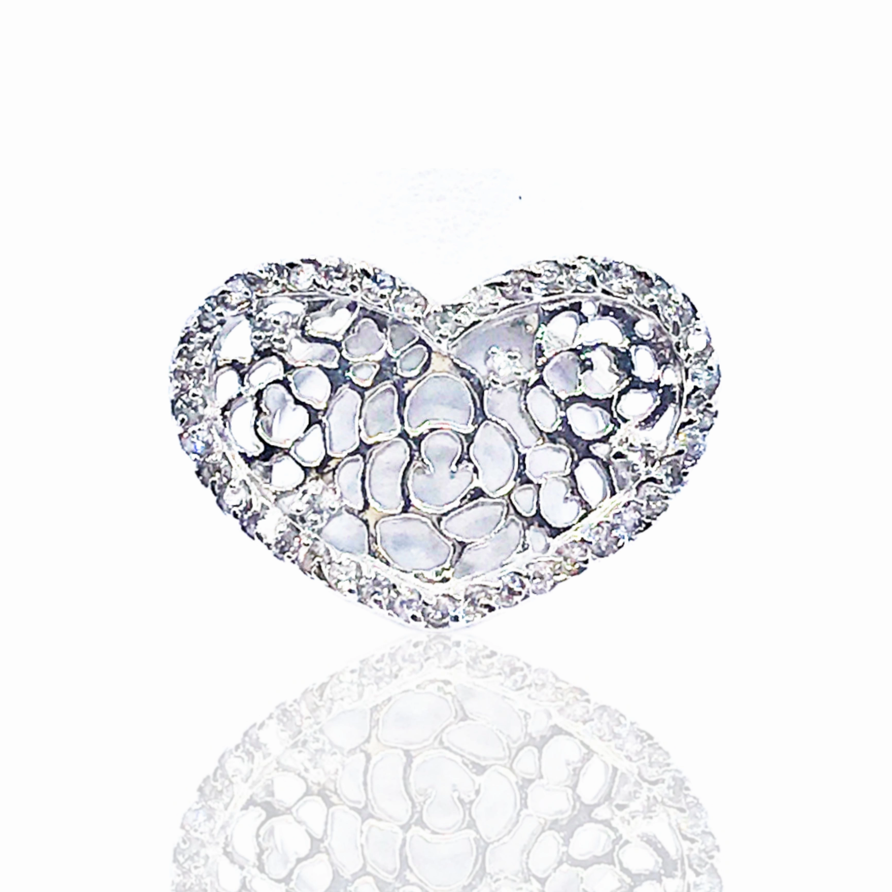 Sterling Silver Micro Pave Heart Ring Trendy Charm