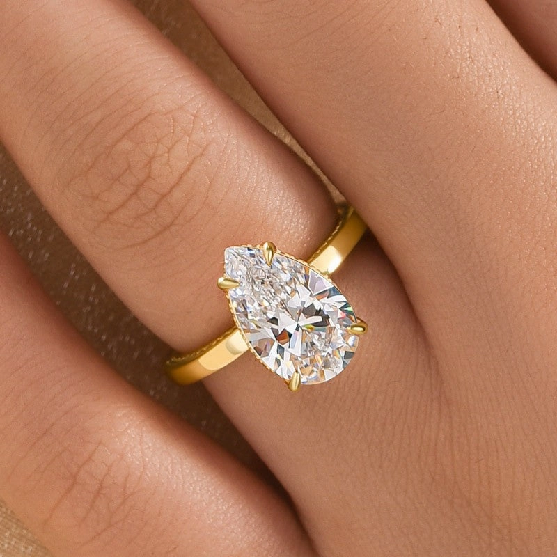 Classic 4.0Ct Pear Cut Engagement Ring Promise Ring In Sterling Silver Festival Present Sparkling Art