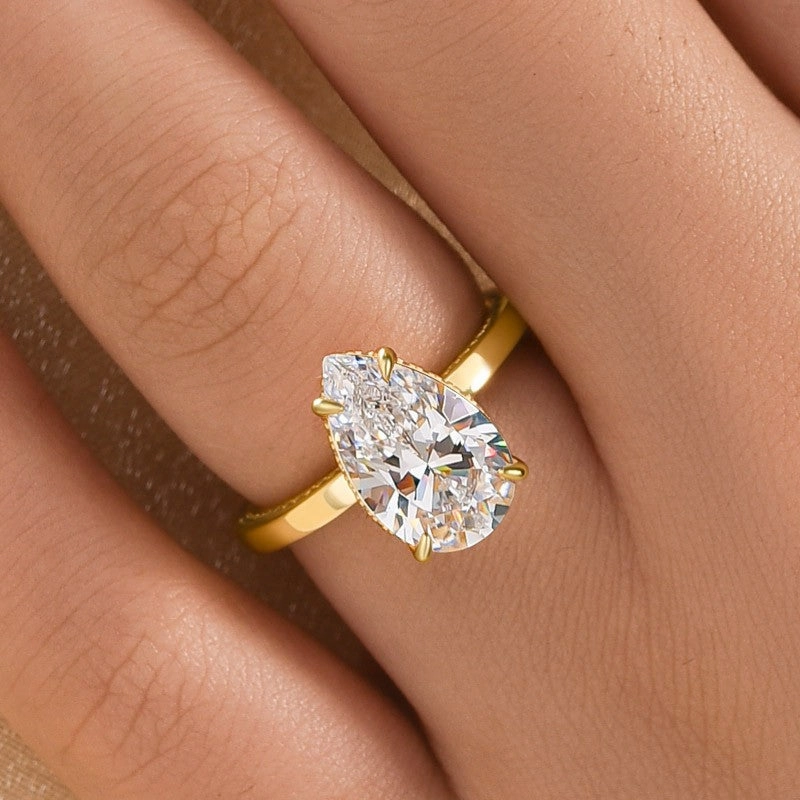 Chic Style Classic 4.0Ct Pear Cut Engagement Ring Promise Ring In Sterling Silver