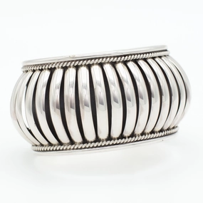 Pricilla Apache Navajo Handmade Sterling Silver Cuff Bracelet Unique Accent