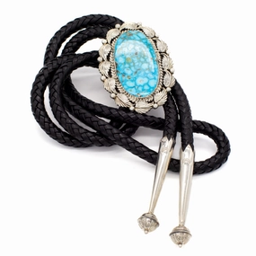 Pricilla Apache Navajo Handmade Sterling Silver Turquoise Bolo Tie Shine On