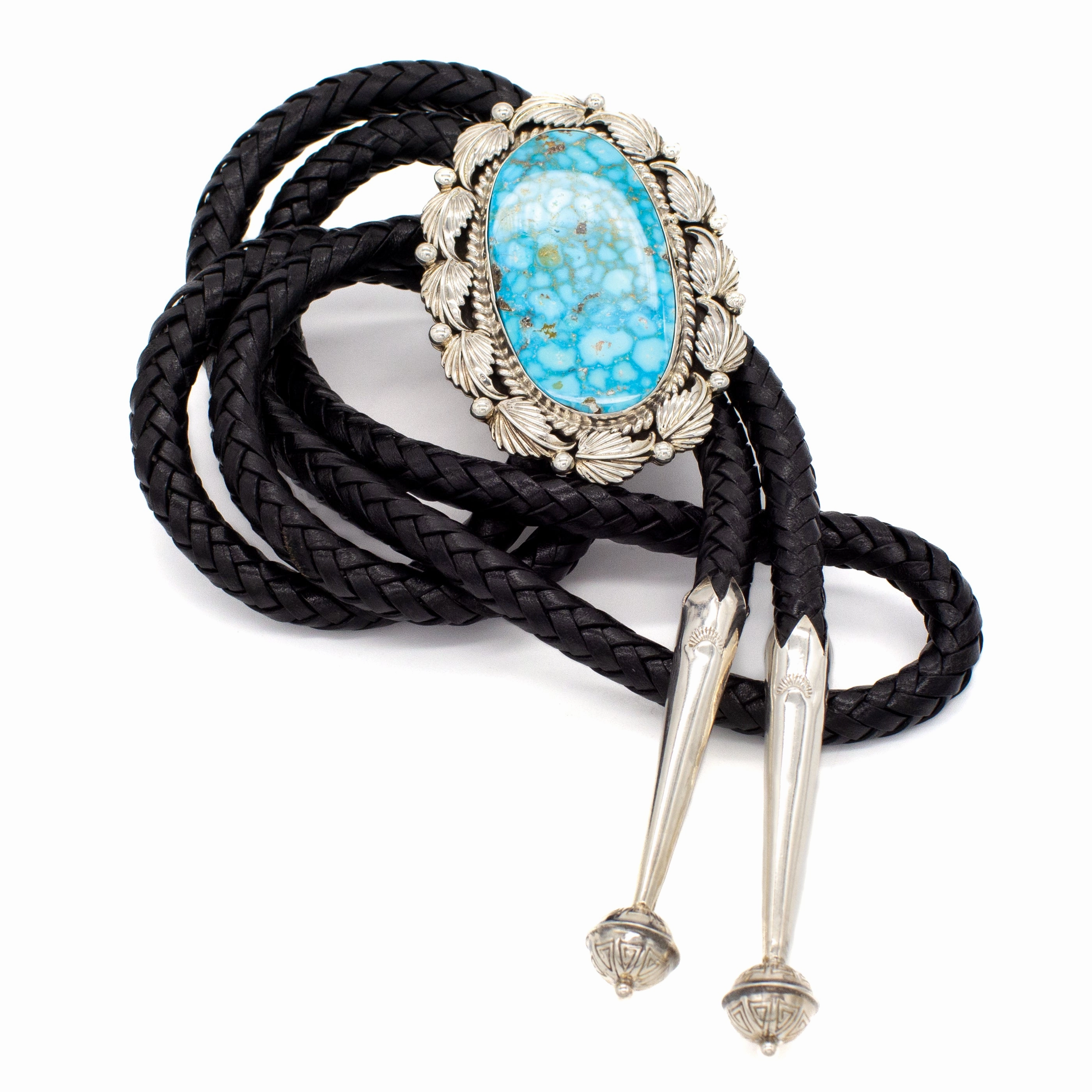 Pricilla Apache Navajo Handmade Sterling Silver Turquoise Bolo Tie Shine On