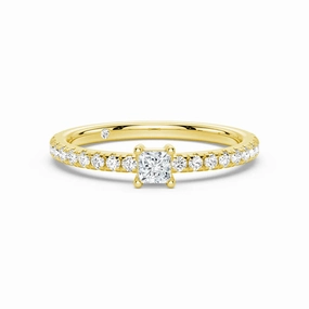 Princess Cut Lab Grown Diamond Promise Ring with Half Eternity Band Fresh Detail