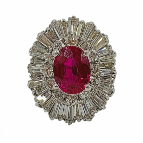 2.75ctw 14kt Lab Grown Ruby & Natural Diamond Ring GIA CERTIFIED Shiny Embellishment Everyday Duo