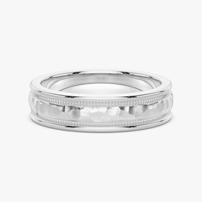 Easy Appearance 6mm Hammered Milgrain Comfort Fit Men's Wedding Band