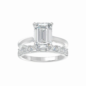 Color Pop Exquisite Edge LADIES BRIDAL SET 3 7/8CT ROUND/EMERALD DIAMOND 14K WHITE GOLD (CENTER STONE EMERALD DIAMOND (2 1/2CT)