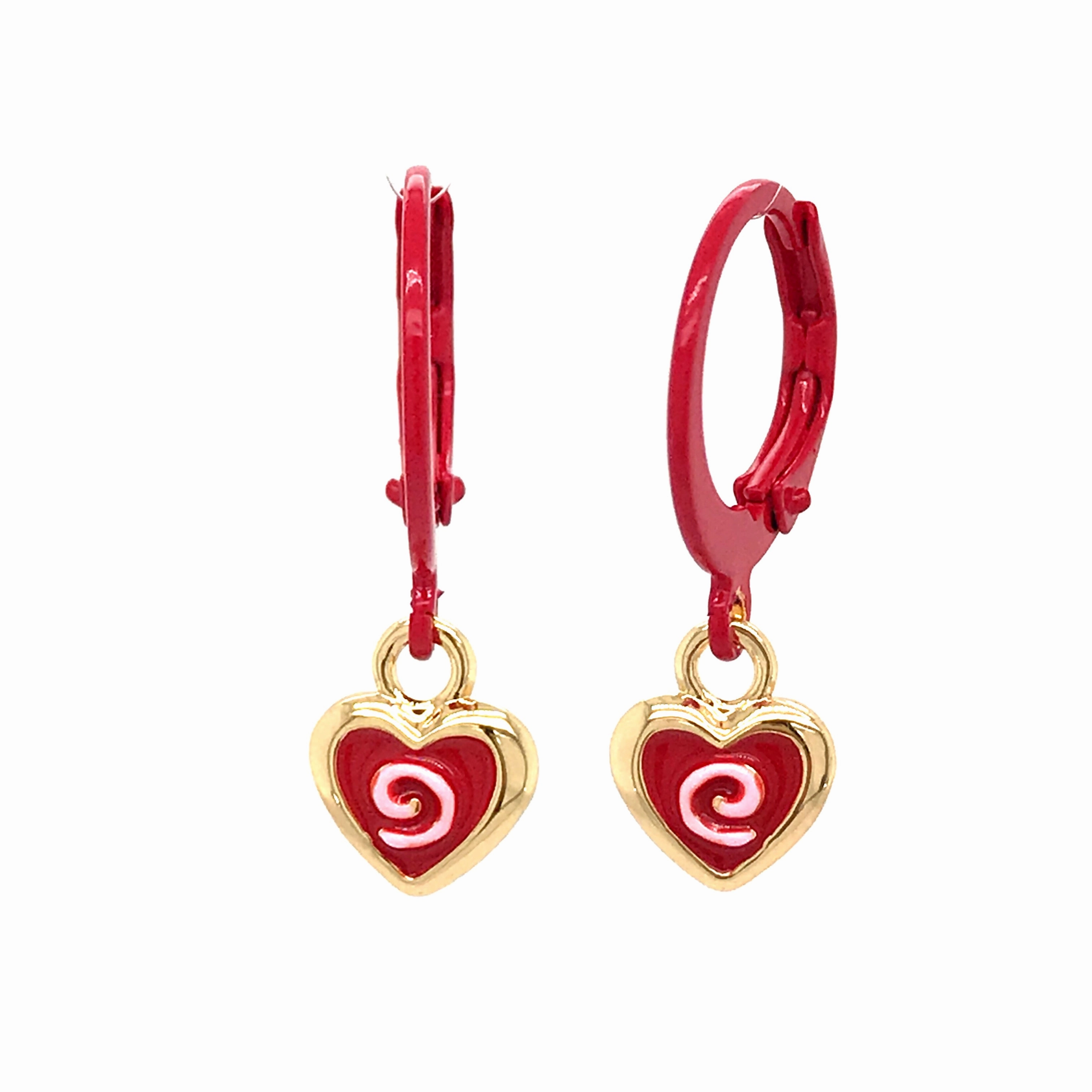 Modern Chic Surgical Steel Red Swirled Heart Earrings