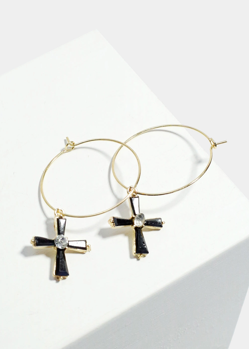 Cross Dangle Hoop Earrings Quiet Glow Everyday Shine