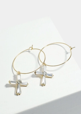 Delicate Mood Cross Dangle Hoop Earrings