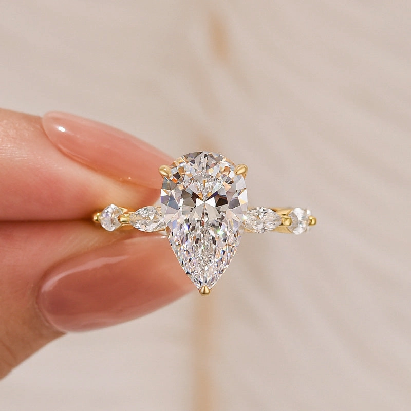 Special Care Handcrafted Craft 4.0Ct Pear Cut Vintage Engagement Ring Travel Ring In Sterling Silver