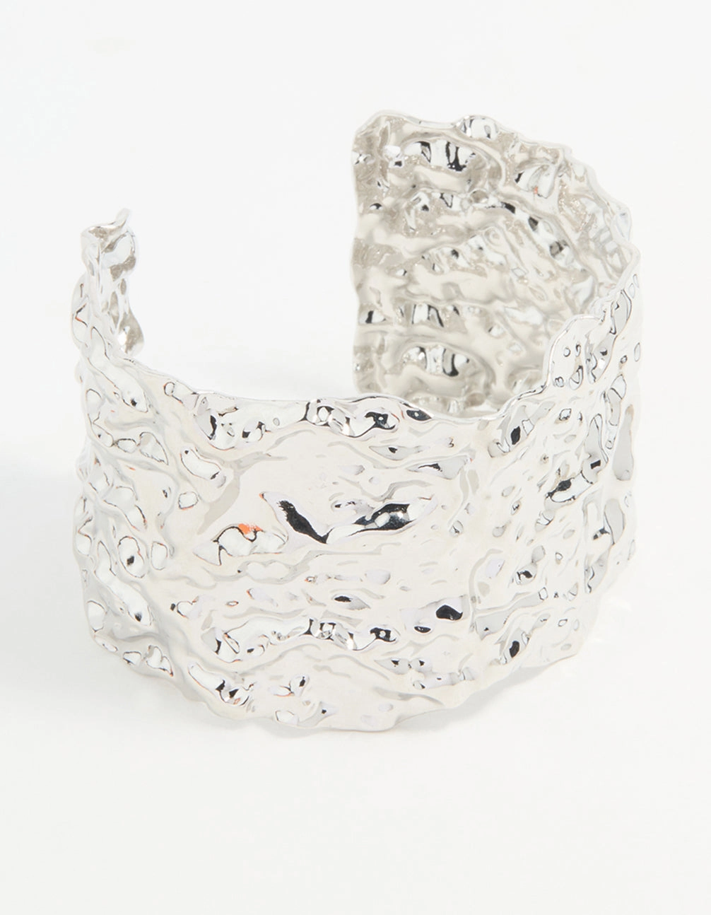 Silver Molten Wide Textured Wrist Cuff Up-To-The-Minute View