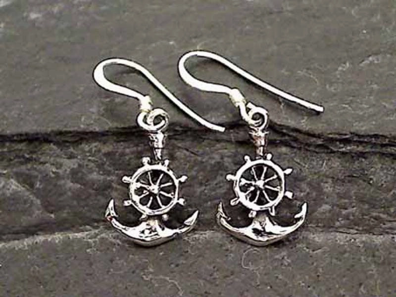 Vogue Feature Modern Charm Sterling Silver Anchor Earrings