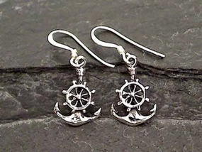 Vogue Feature Modern Charm Sterling Silver Anchor Earrings