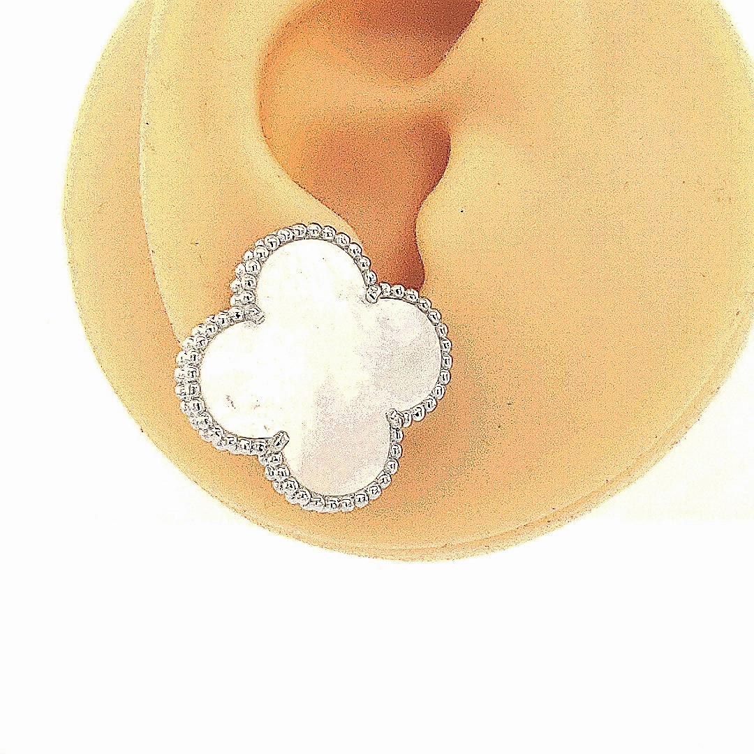Graceful Choice Sterling Silver Large Clover Mother of Pearl Stud Earring