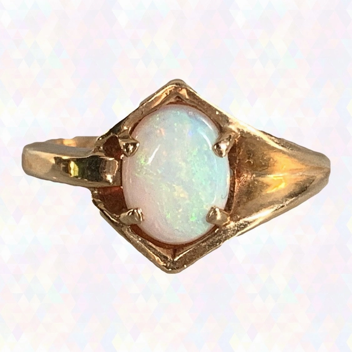 Vintage Opal Engagement Ring. 14K Yellow Gold. October Birthstone. 14th Anniversary. Estate Jewelry. Polished Highlights Timeless Craftwork