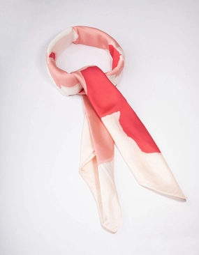 Pink & White Fabric Splatter Scarf Elegant Style