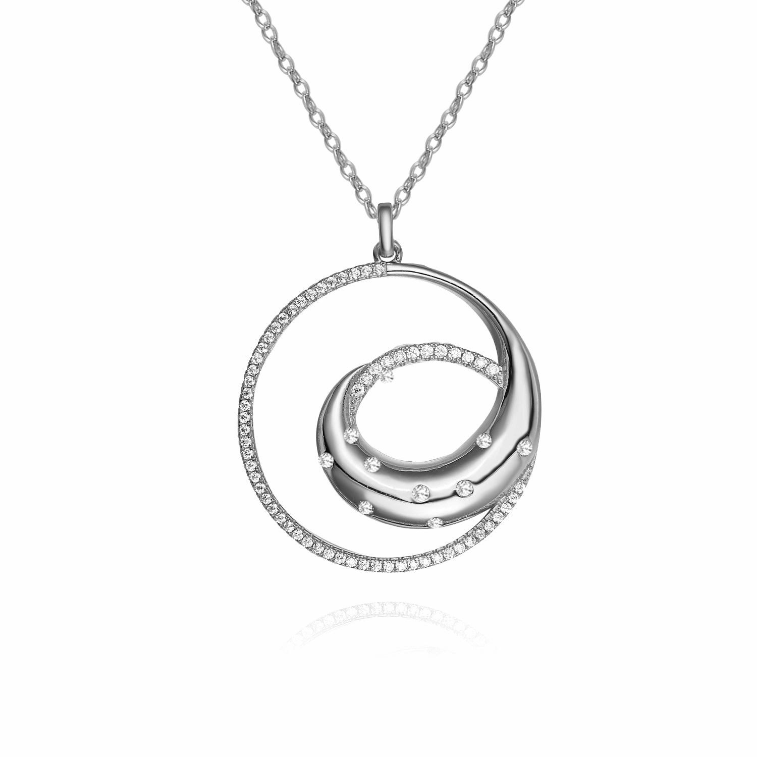 Gold Plated Sterling Silver Round Swirl With CZ's Pendant Necklace Alluring Accent Gift Look