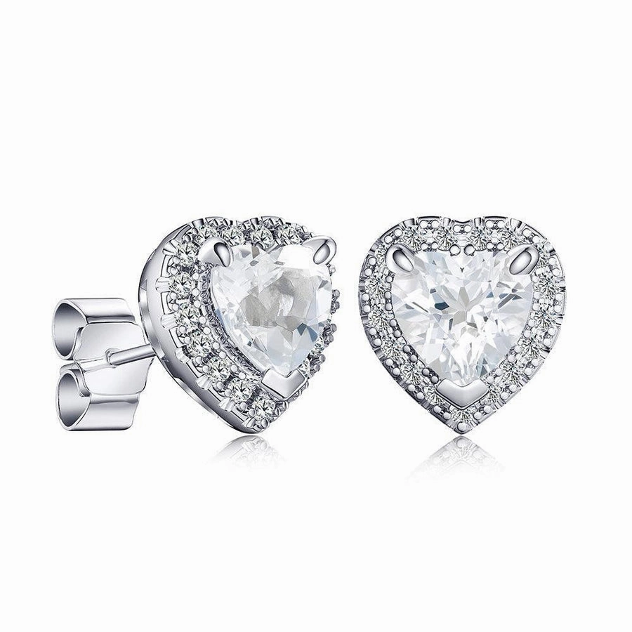 Day Accent 1 CT. Heart Shaped Birthstone Stud Earrings with Halo