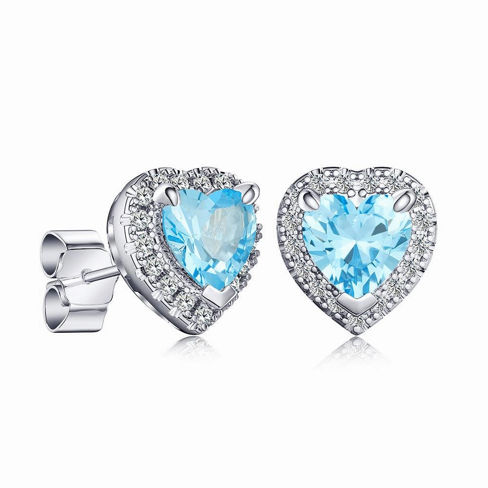 1 CT. Heart Shaped Birthstone Stud Earrings with Halo Gifting Vibes