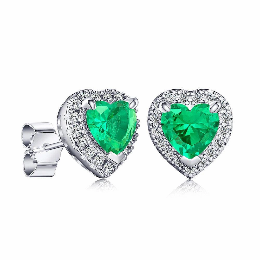 Understated Shine Bold Sparkle 1 CT. Heart Shaped Birthstone Stud Earrings with Halo