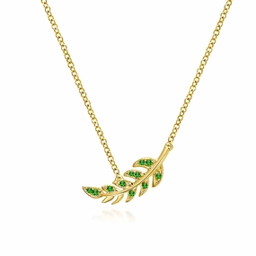 Couture Botanical Foliage Lab Grown Emerald Necklace Subtle Touch