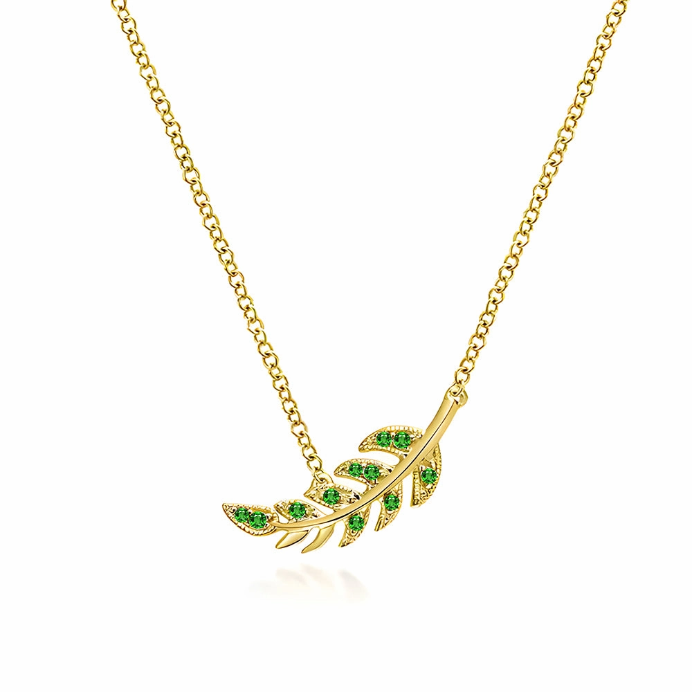 Couture Botanical Foliage Lab Grown Emerald Necklace Subtle Touch