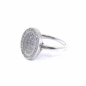 Rhodium Plated Sterling Silver Micropave CZ Oval Ring Fashion Mood Birthday Present