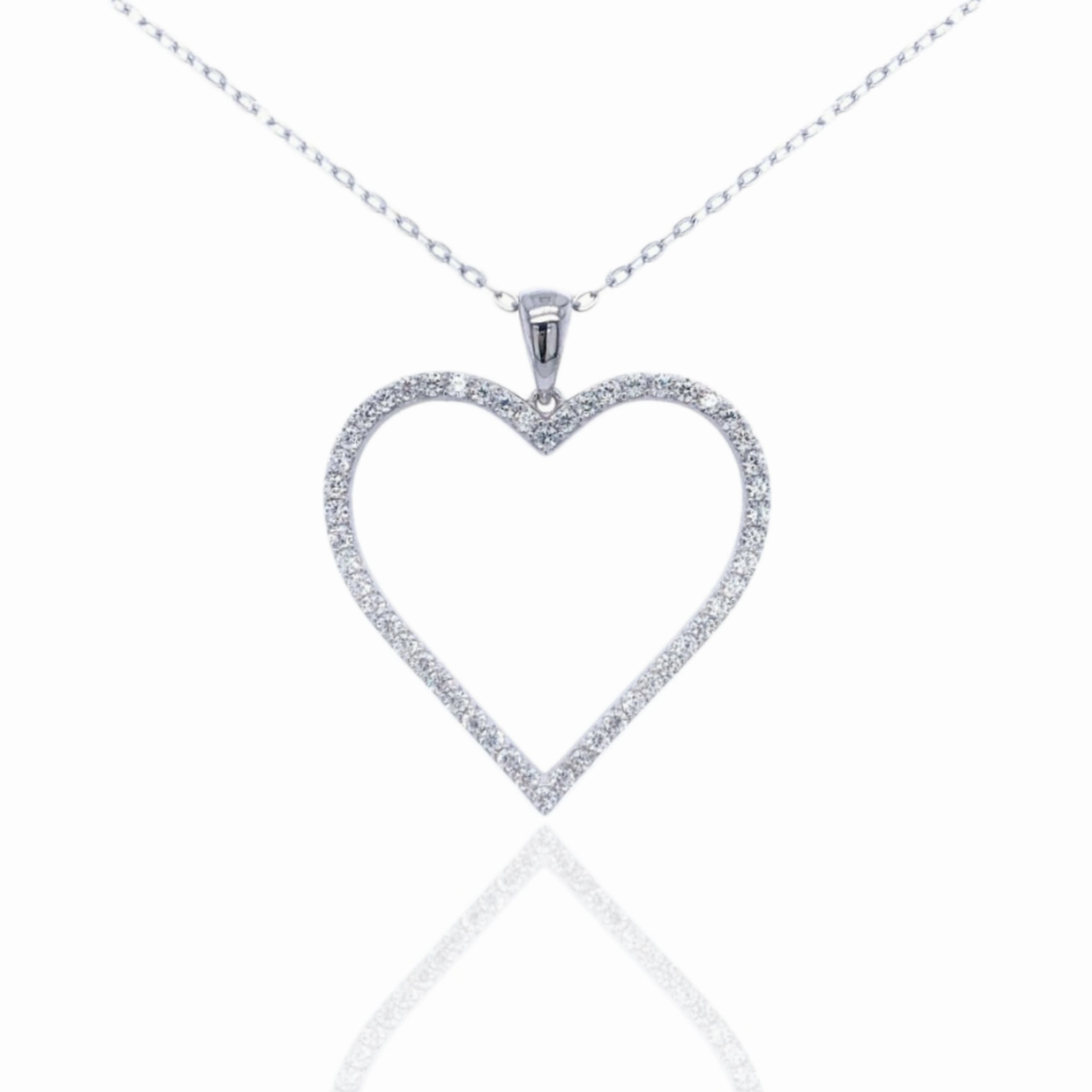 Sterling Silver Heart Micropave CZ Pendant Necklace Stylish Addition