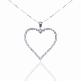 Sterling Silver Heart Micropave CZ Pendant Necklace Stylish Addition