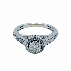 0.75 CTW 14k white gold diamond engagement ring with a 0.44 ct round brilliant center diamond Floral Mood