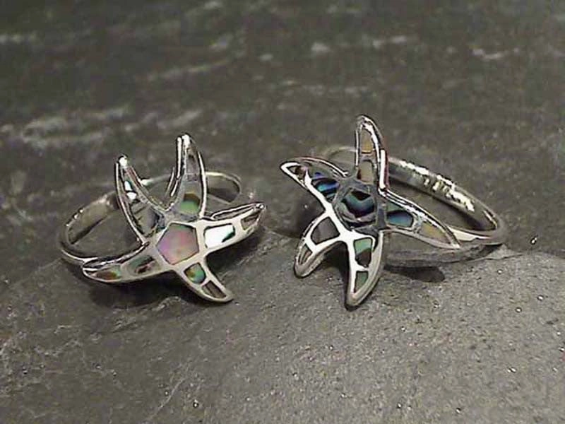 Size 9 Abalone Sterling Silver Ring Premium Jewelry