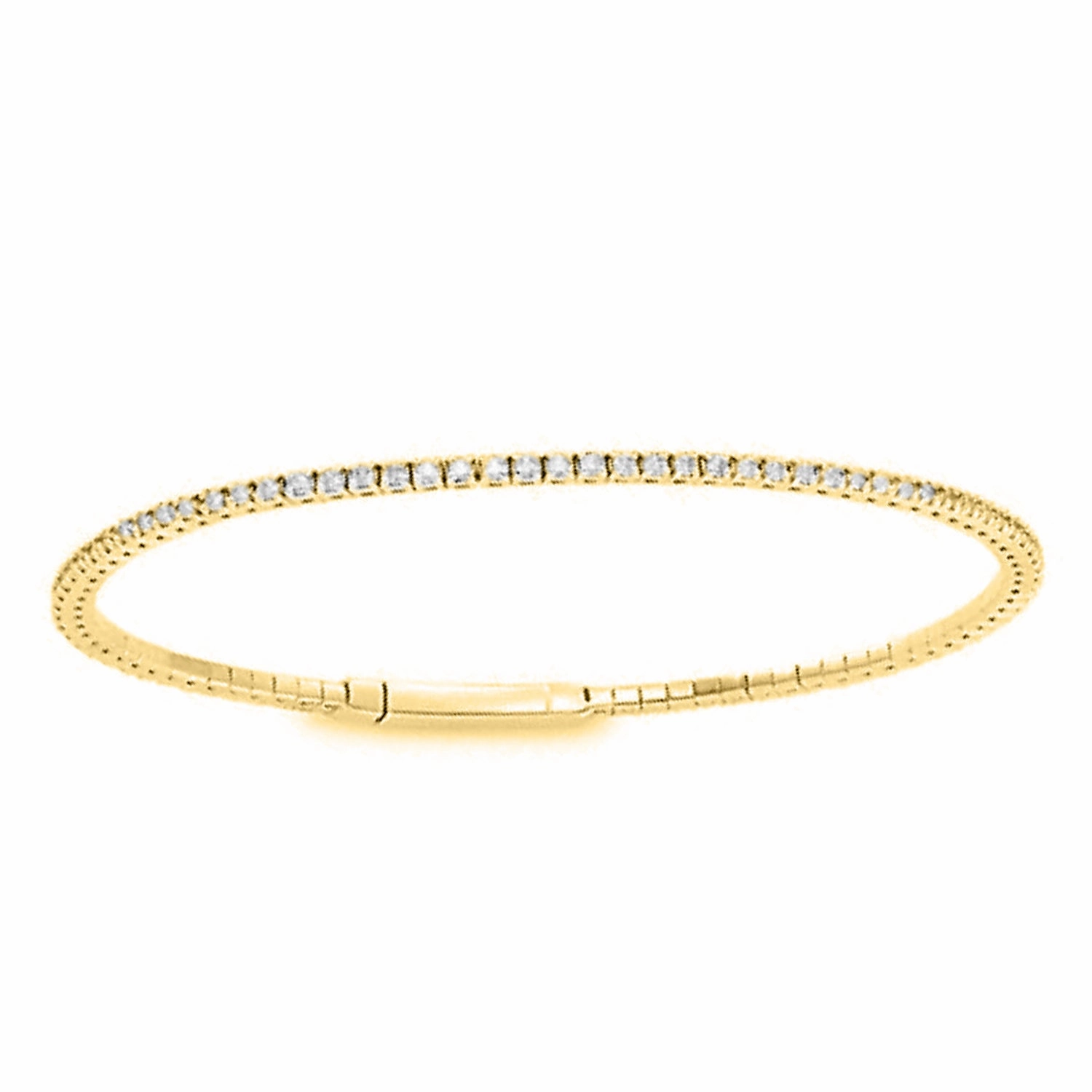 LADIES FULL FLEXIBLE BANGLE 2.00CT ROUND DIAMOND 14K YELLOW GOLD Sophisticated Shape