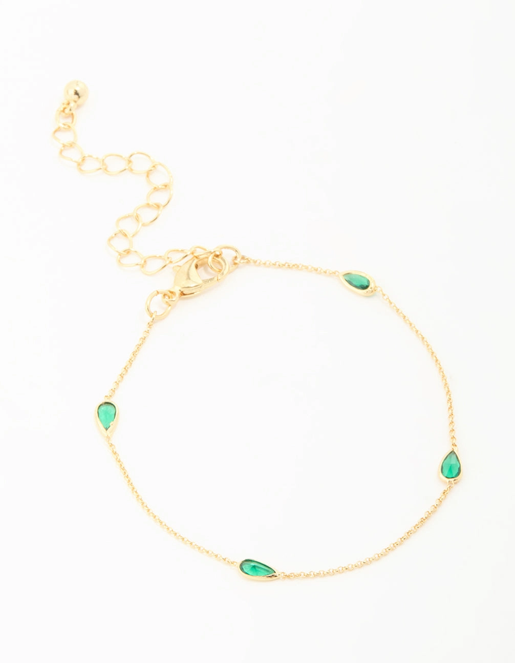 Mint Sight Gold Plated Green Cubic Zirconia Teardrop Bracelet